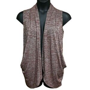 Logo by Lori Goldstein Vest Women's Sz S Brown & Gray Side Slouch Pockets Casual
